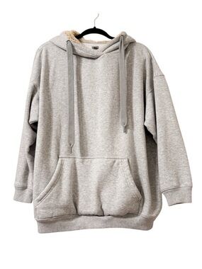 Aerie Gray Oversized Hoodie Faux Fur Lined Hood Size Medium